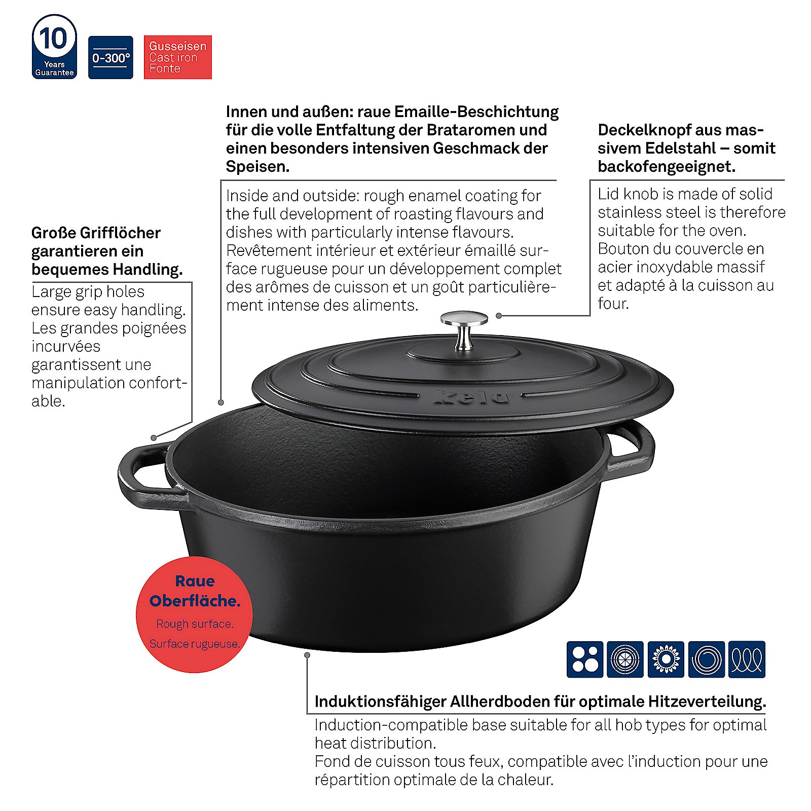 Kela Bräter oval Calido schwarz CALIDO in Schwarz Kela Bräter oval Calido schwarz CALIDO in Schwarz, Kochgeschirr, Topf, Holländischer Ofen