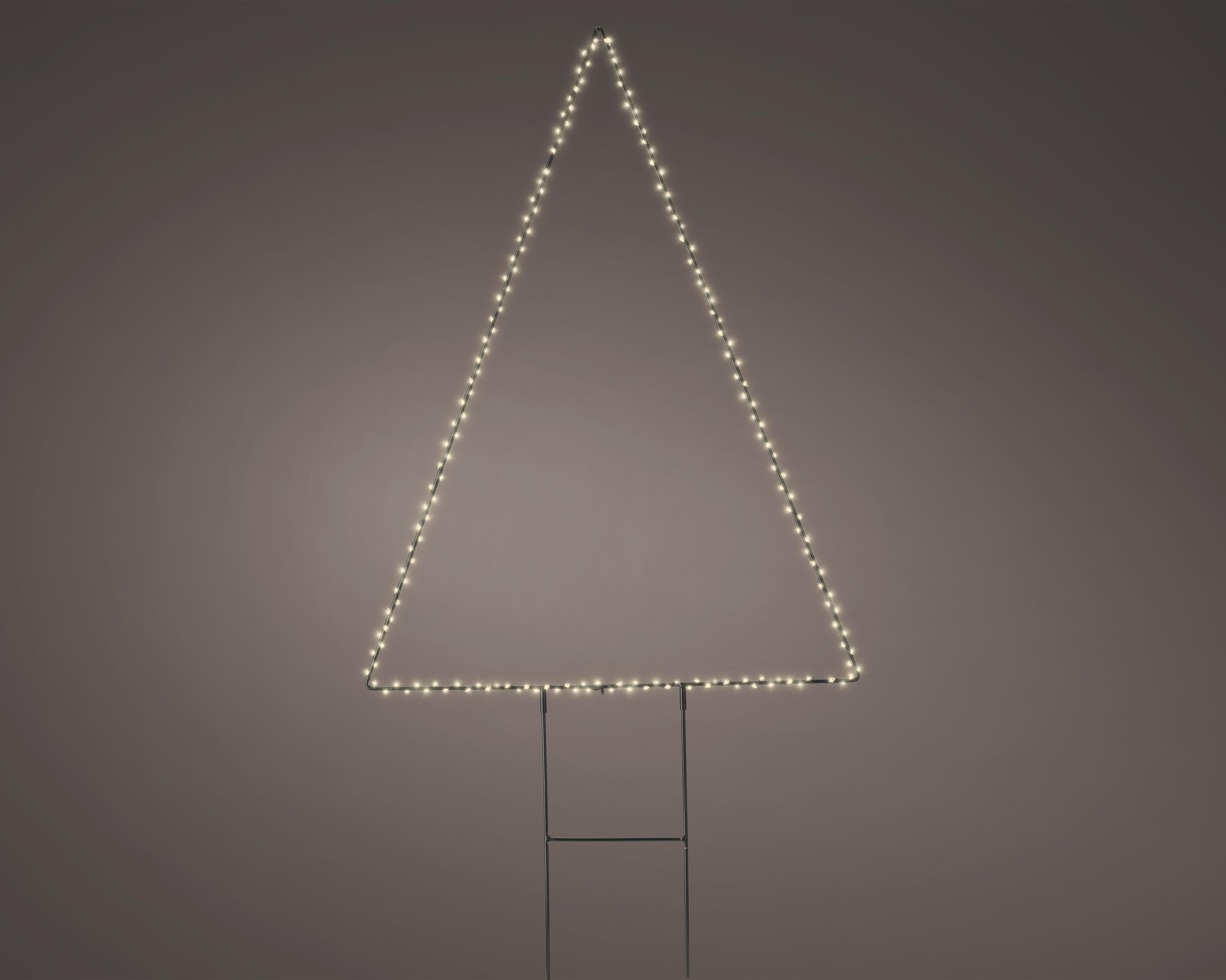 Kaemingk LED Gartenstecker H:77cm 493380 B/H ca.52x77cm in schwarz/weiß, LED-Weihnachtsbaum, Lichterdekoration, warmweißes Licht, Metallgestell, dreieckige Form