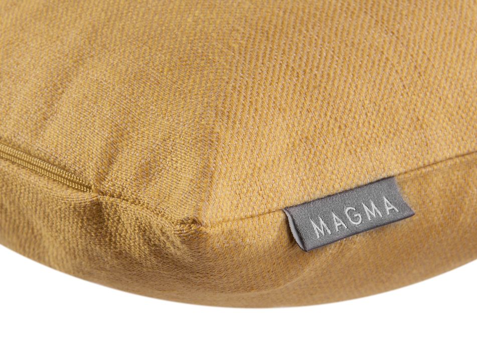Magma Heimtex Kissenhülle RIVA ca. 40x40cm in Farbe senf, hat, beanie, knit, mustard, label