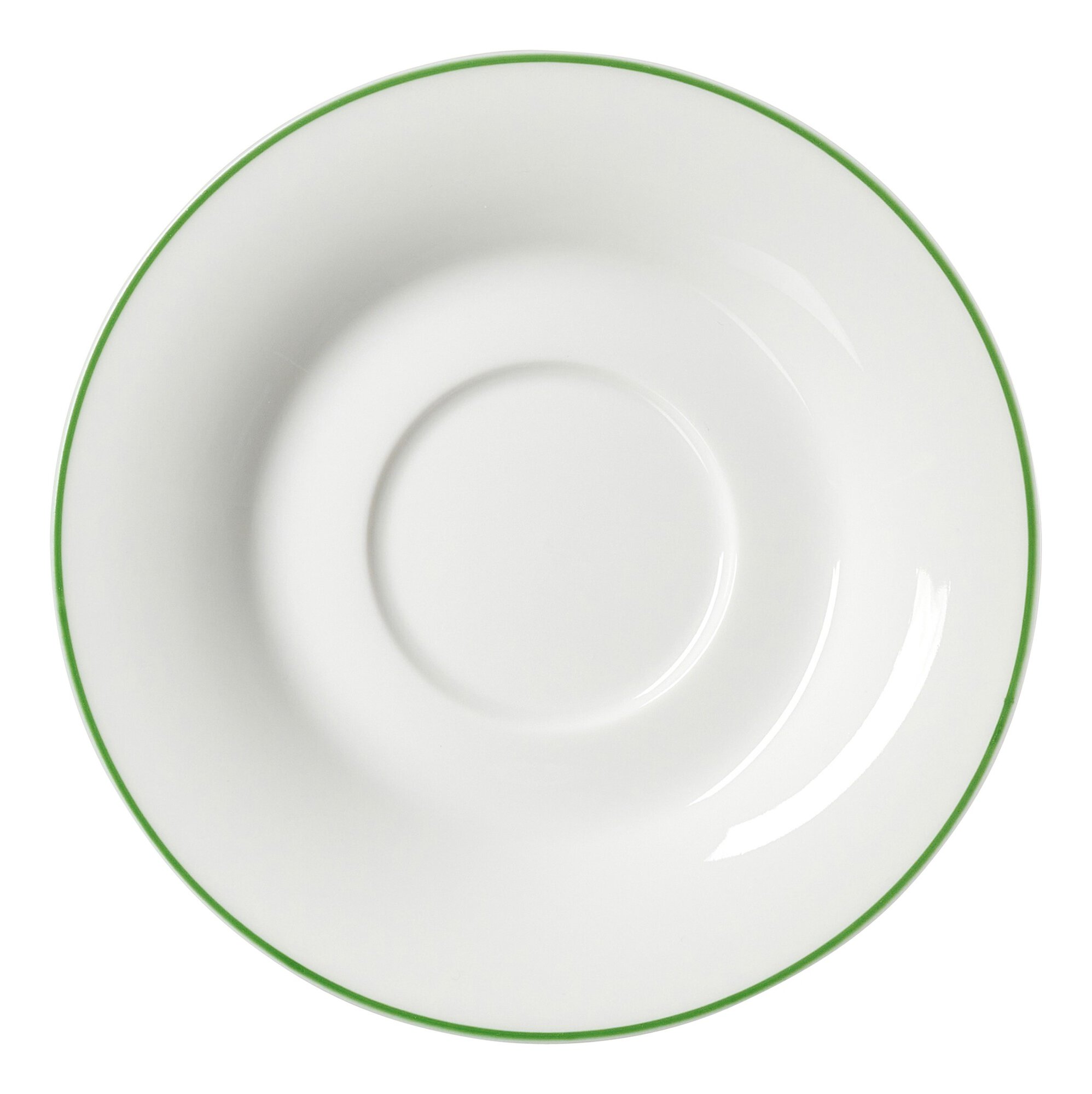 Ritzenhoff & Breker Tee-Untertasse OSTFRIESE 12,5cm aus Porzellan grün/weiß, Teller, Porzellanteller, Grüner Rand, weiße Platte, Kaffee-/Teetasse Untertasse?