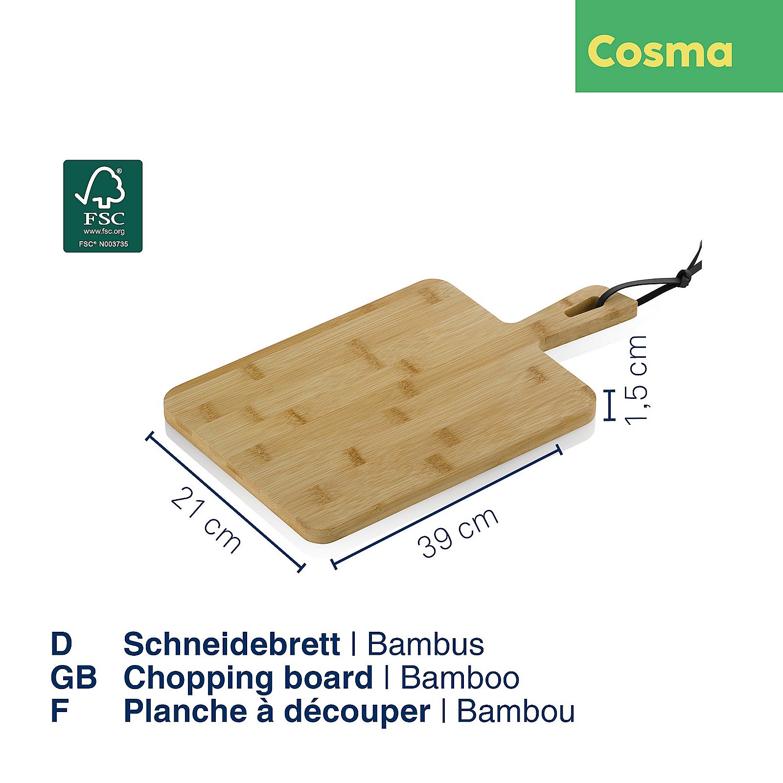 Kela Schneidebrett Cosma in 21x39cm, Computerausrüstung, Elektronik, Hardware, Holz