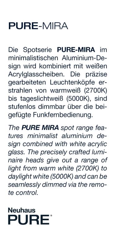 Paul Neuhaus LED-Deckenleuchte PURE MIRA 2-flammig in Farbe aluminium Paul Neuhaus LED-Deckenleuchte PURE MIRA 2-flammig in Farbe aluminium, Seite, Text, Werbung, Plakat