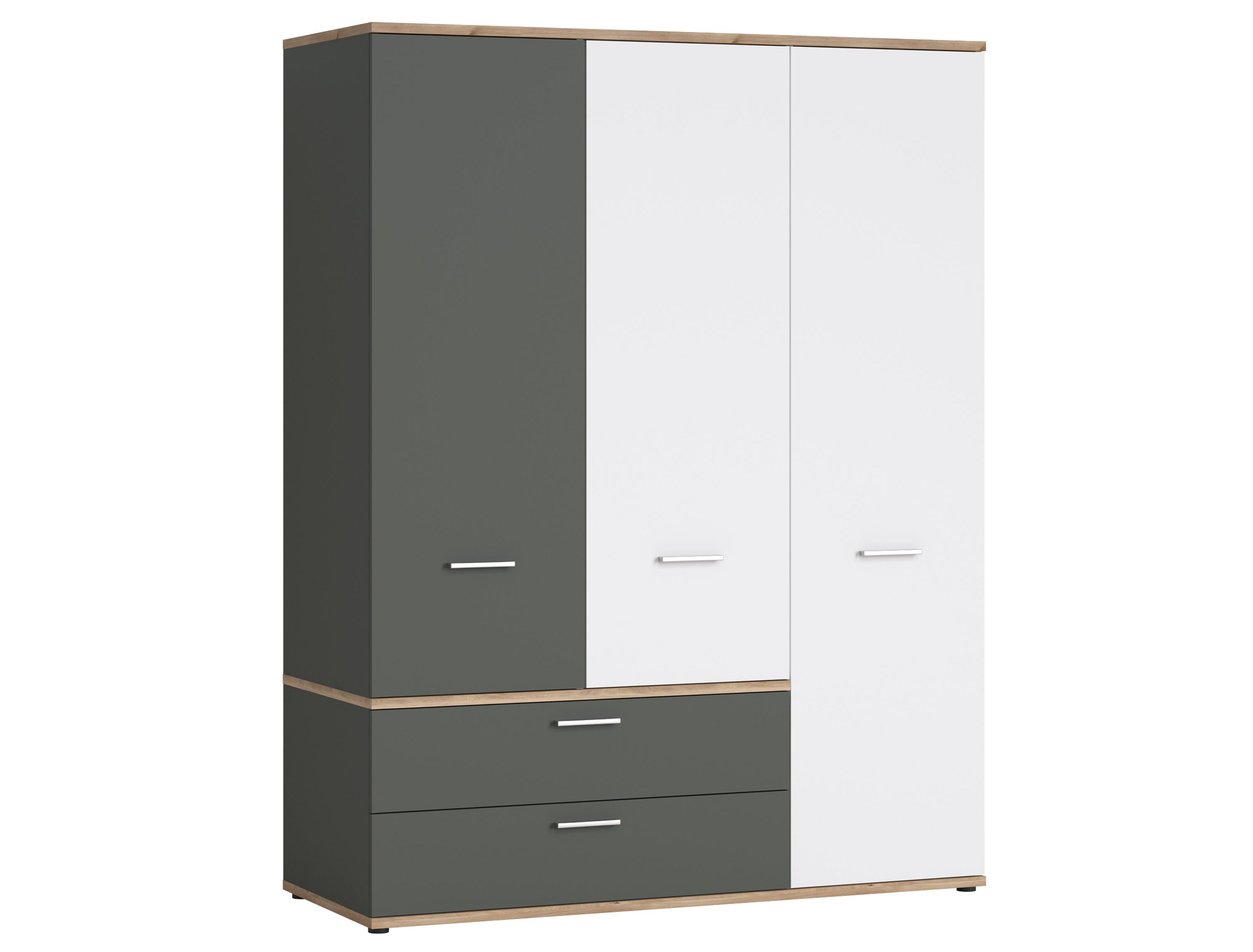 Wojcik Meble Kleiderschrank TWENTY in Farbe , Kleiderschrank, Drehtüren, Schubladen, Anthrazit und Weiß, Holzdekor