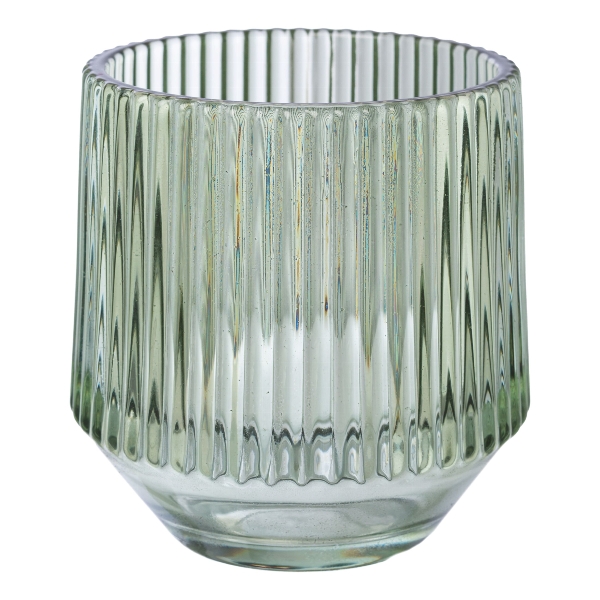 Glas-Windlicht ca.8x8cm 4423534-51 in Grün, glasvase, grünes glas, geriffelte oberfläche, kleine vase, transluzentes glas