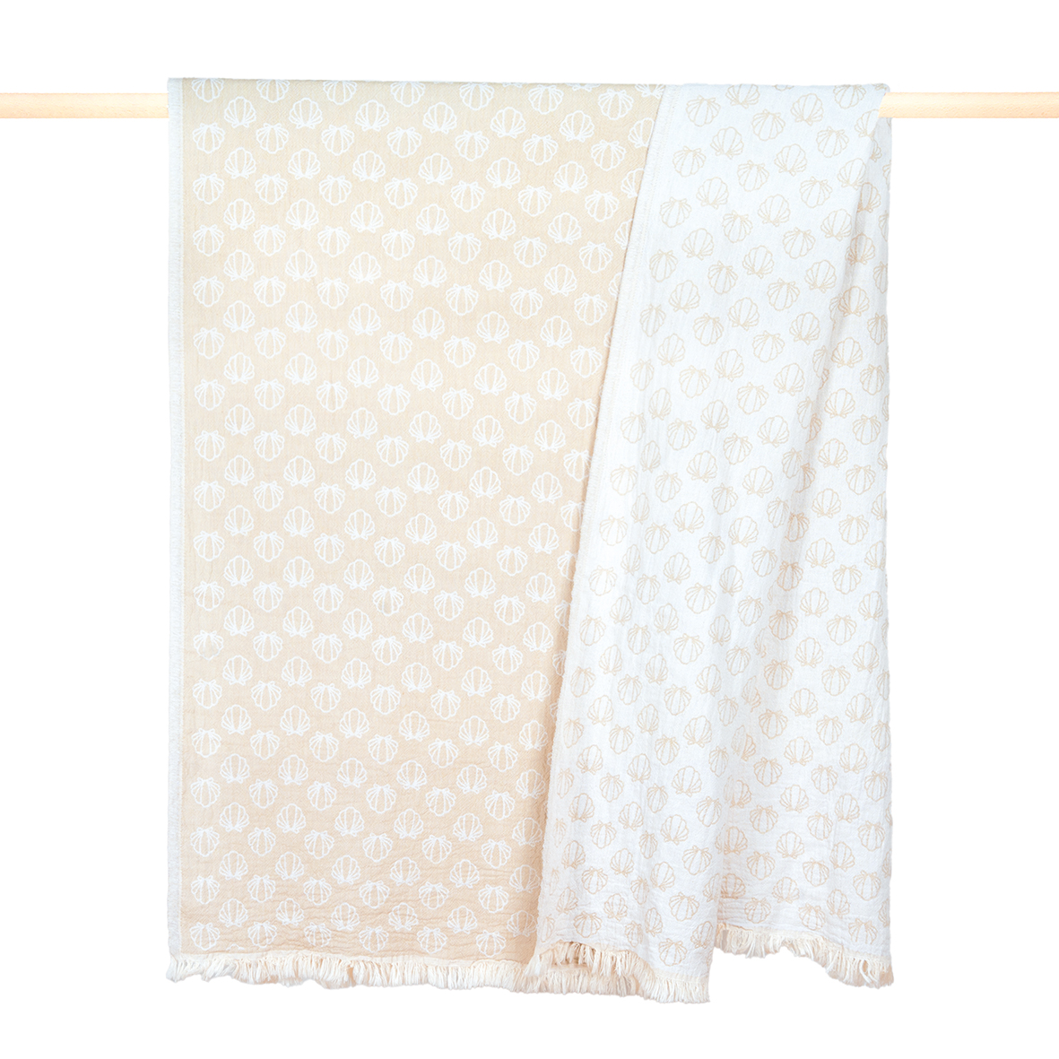 Pad Badetuch BEACH ca. 100x180cm in Farbe beige, tuch, badetuch, strandtuch, muster, fransen