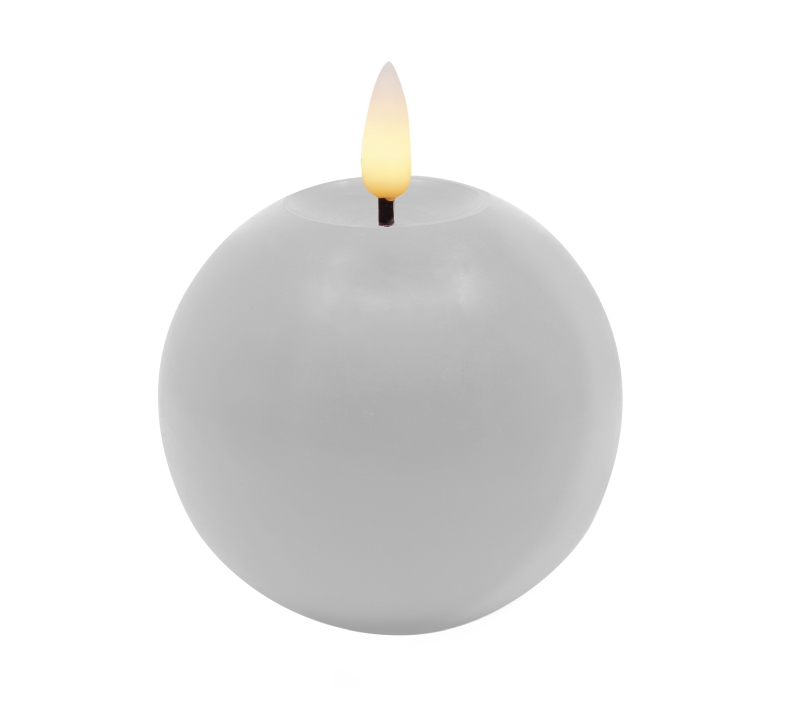 L.C. Wholesaler LED-Kugelkerze WINTER ca. Ø 8, H 7cm in white smooth, 8x7cm
