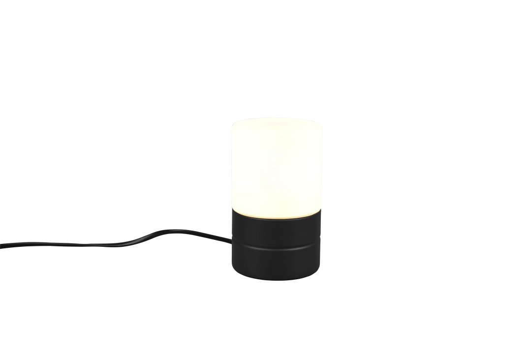 Trio Tischleuchte ARY II in schwarz matt, Glas matt weiß