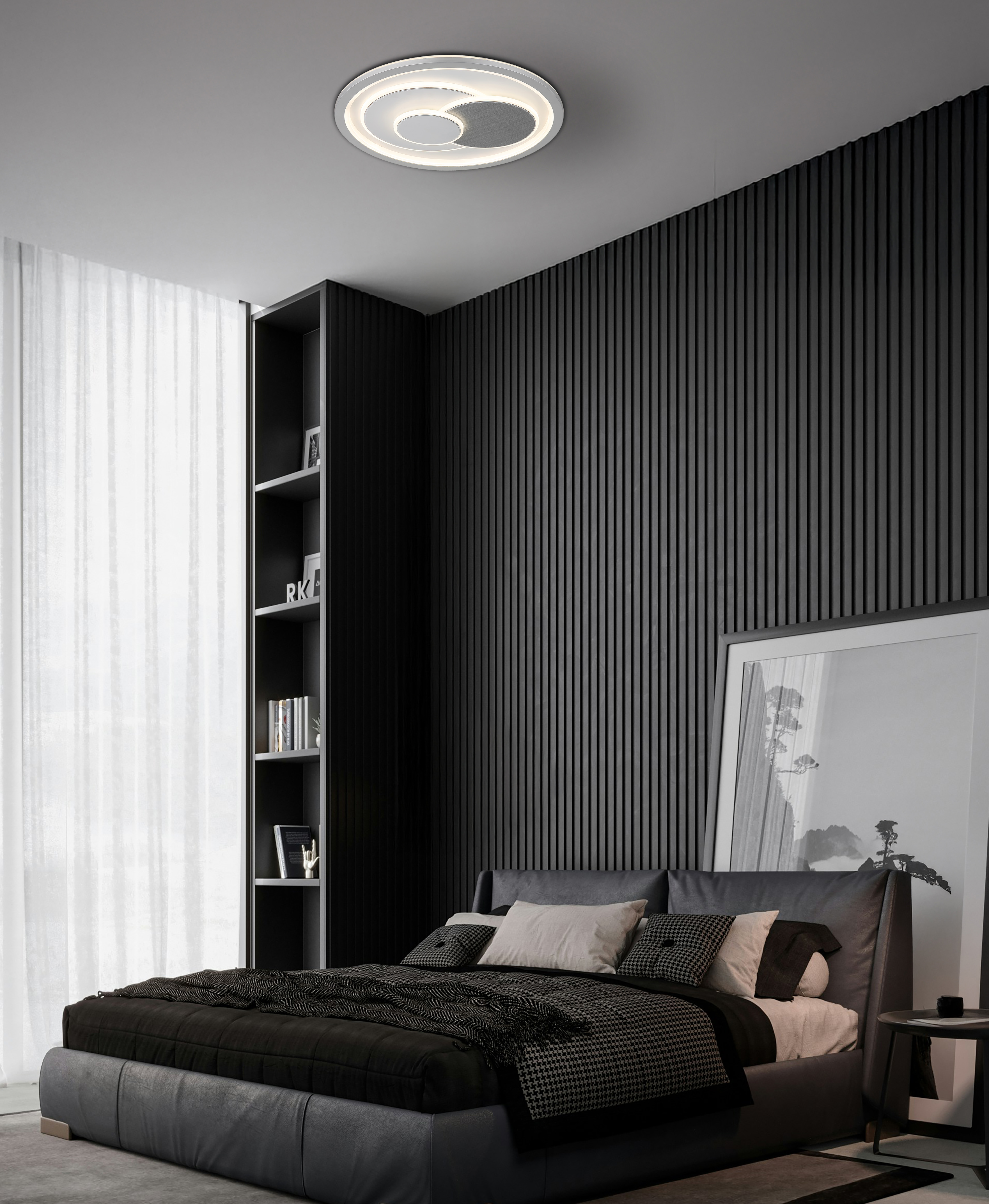 LED-Deckenleuchte in Fb. Weiß Matt, bett, schwarz, wohnzimmer, lampe, stilvolles design