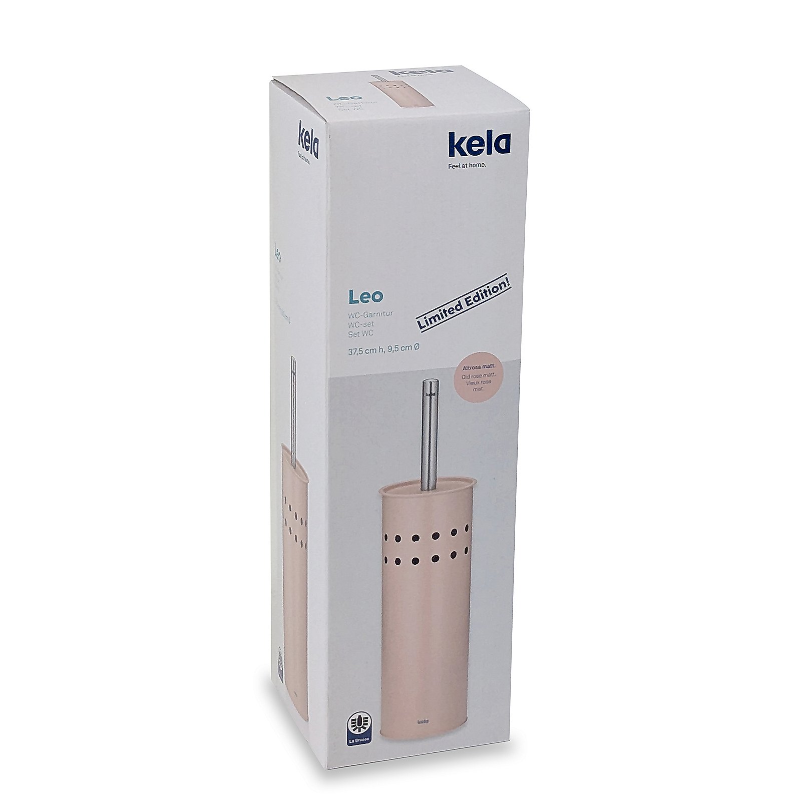 Kela WC-Garnitur LEO in Farbe Altrosa, WC-Garnitur, Toiletteneimer, Perforiertes Metall, Limited Edition, Beige, WC-Garnitur, Toilettenpapierhalter, Leo, rosa, Limited Edition