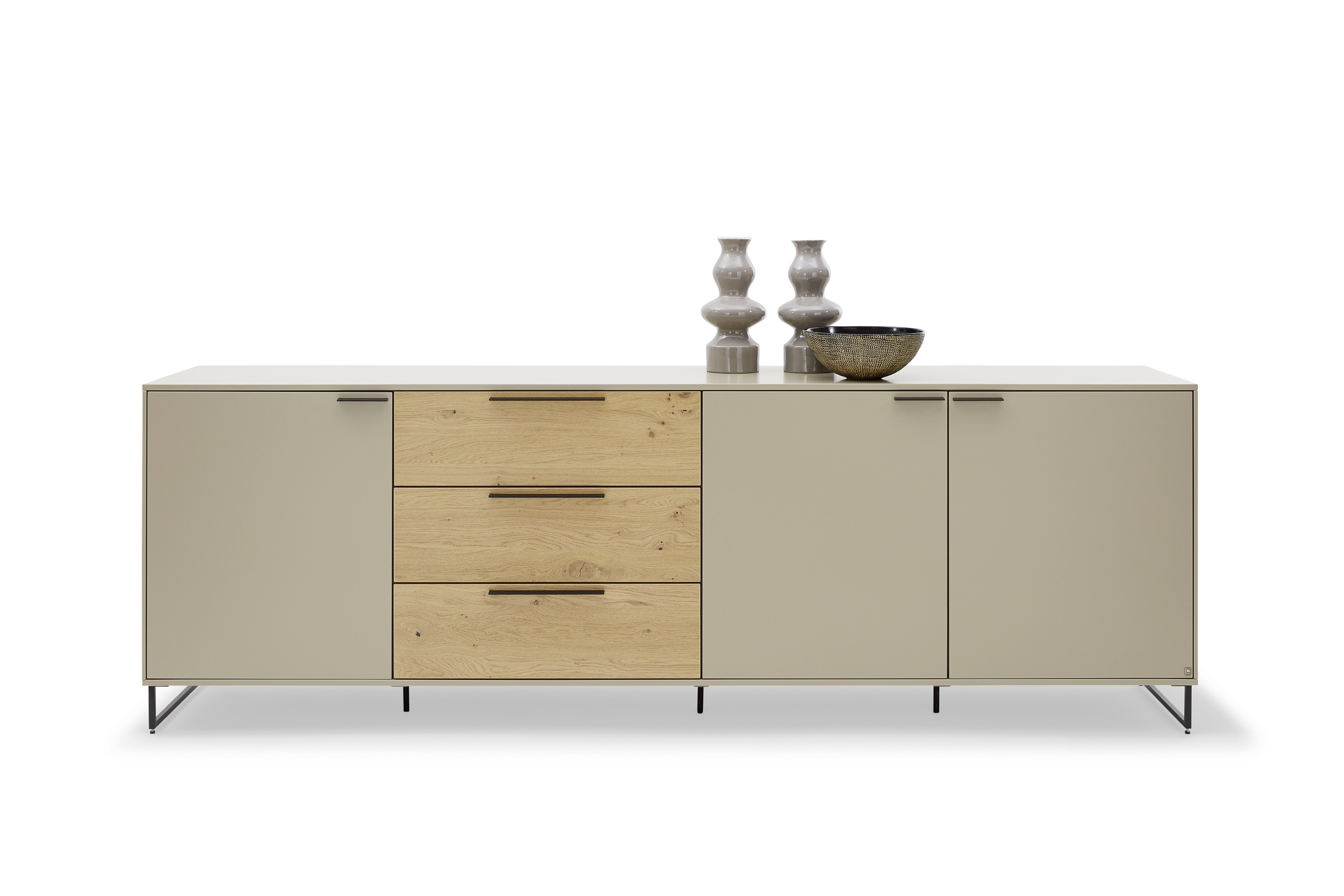 Musterring Sideboard KARA-FRAME ca. 257cm in Asteiche, Lack cashmere