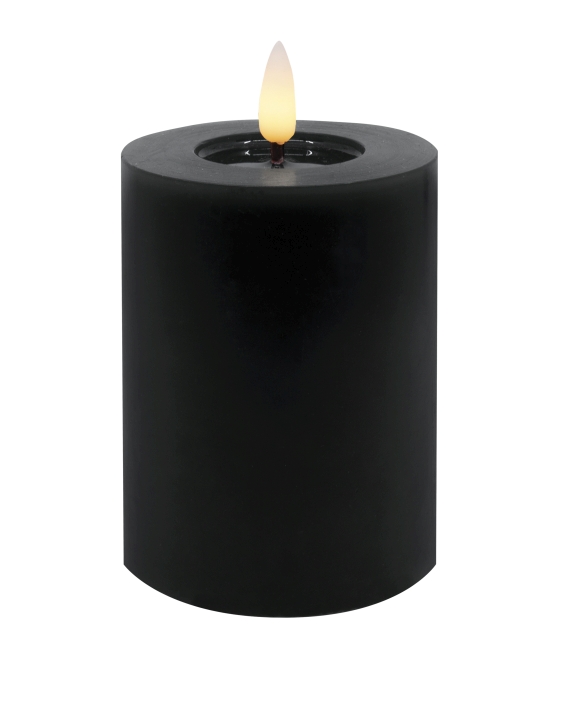 LED-Stumpenkerze WINTER in Schwarz L.C. Wholesaler LED-Stumpenkerze WINTER ca. Ø 7,5, H 10cm in black smooth, 7.5x10cm
