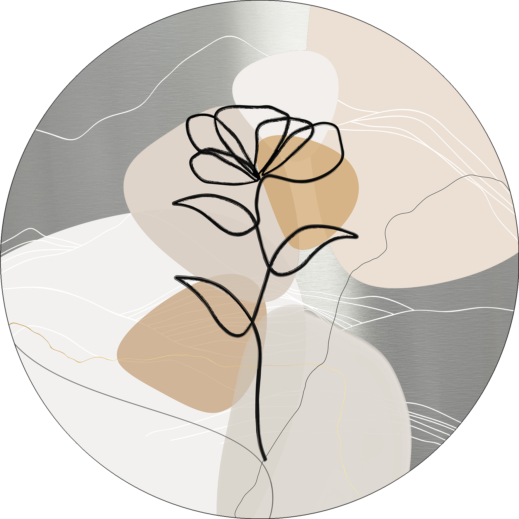 ProArt Alu-Art rund Ø 98cm Line Art Leaves VII ProArt Alu-Art rund Ø 98cm Line Art Leaves VII