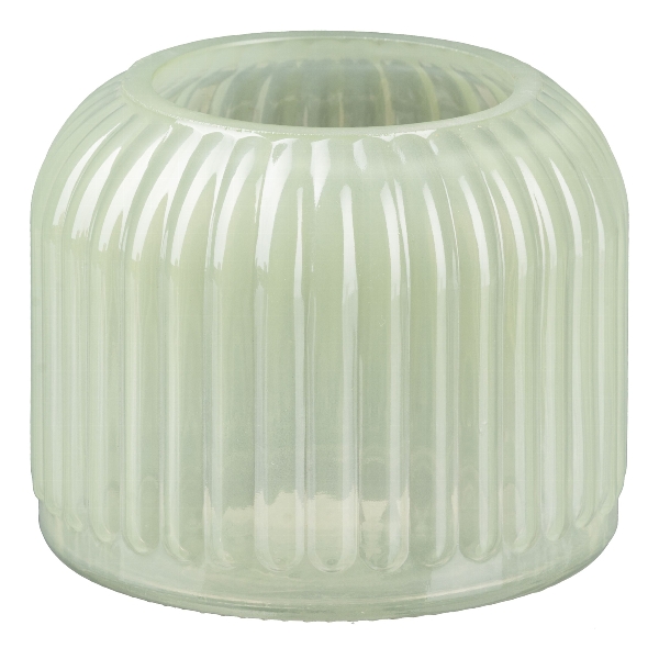 Glas Zylinder Vase 4424020-54 in Grün, Vase, glasig, gerippt, durchscheinend, grün