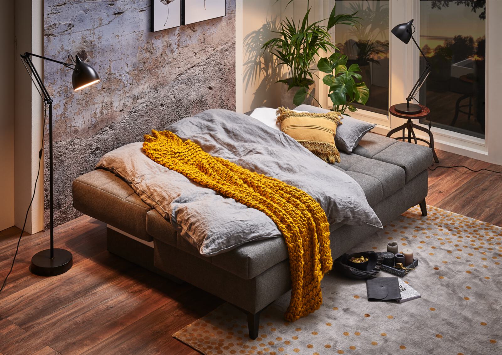Restyl Schlafsofa Talia ca. 200x90x102cm in Stoff komplett grau