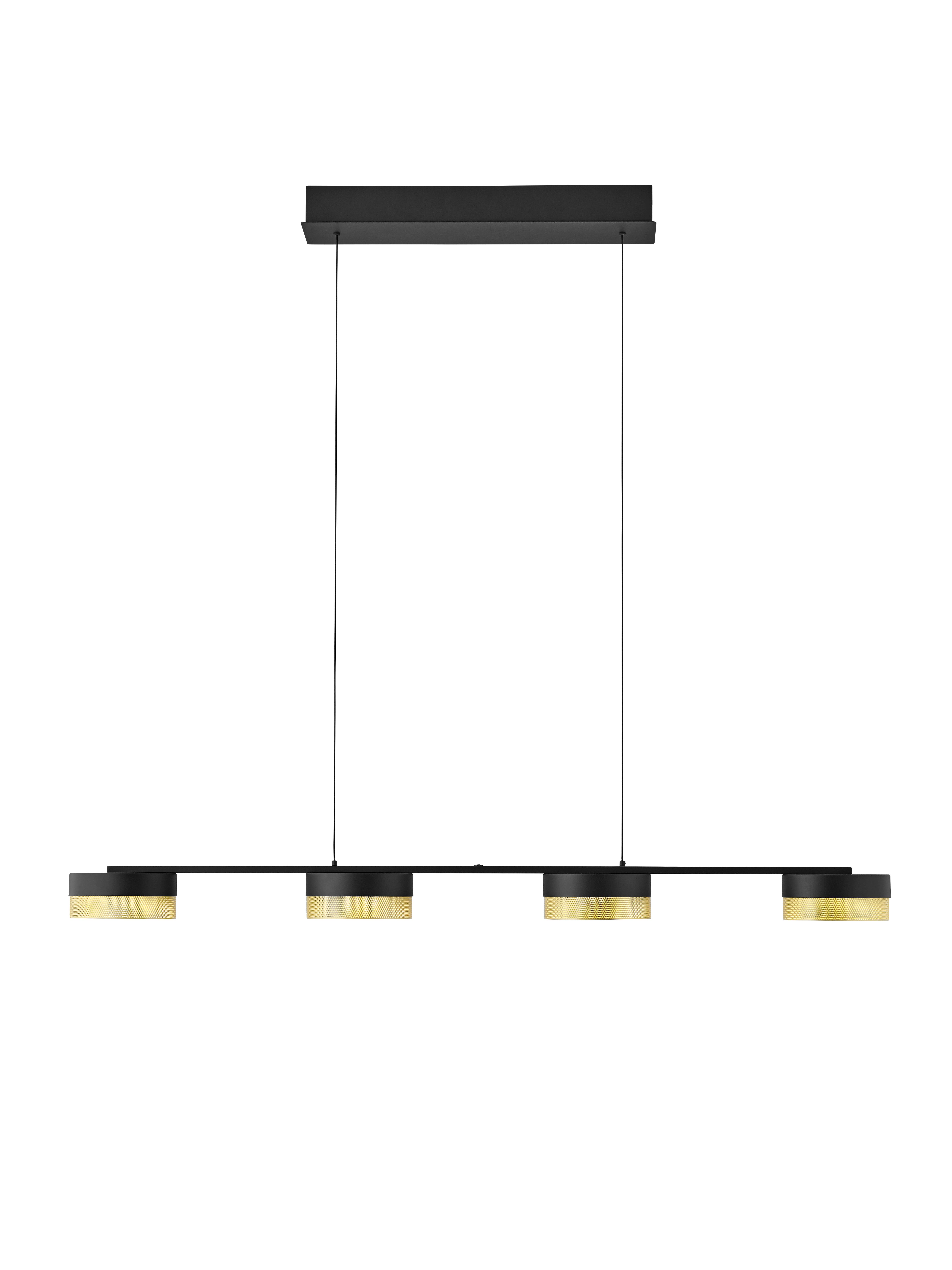 B-Leuchten LED-Pendelleuchte MESH 4-flammig in schwarz/gold