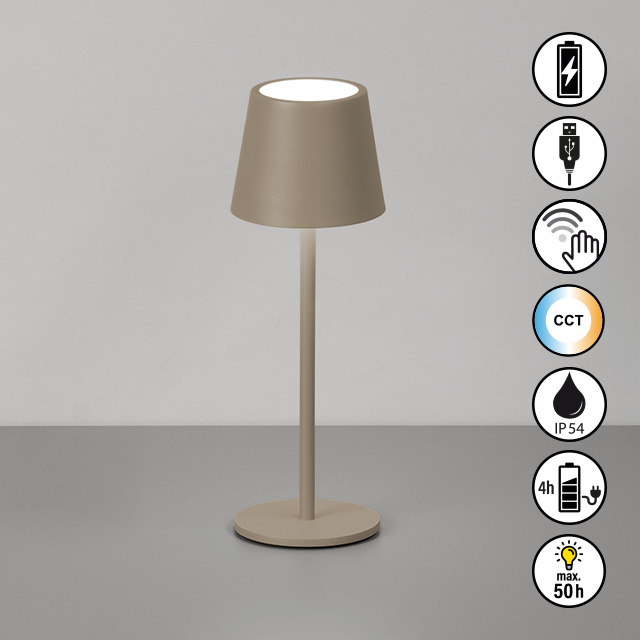 FH Lighting LED-Tischleuchte ROXI in Metall dark-greige FH Lighting LED-Tischleuchte ROXI in Metall dark-greige, Lampe, Lampenschirm, Tischlampe