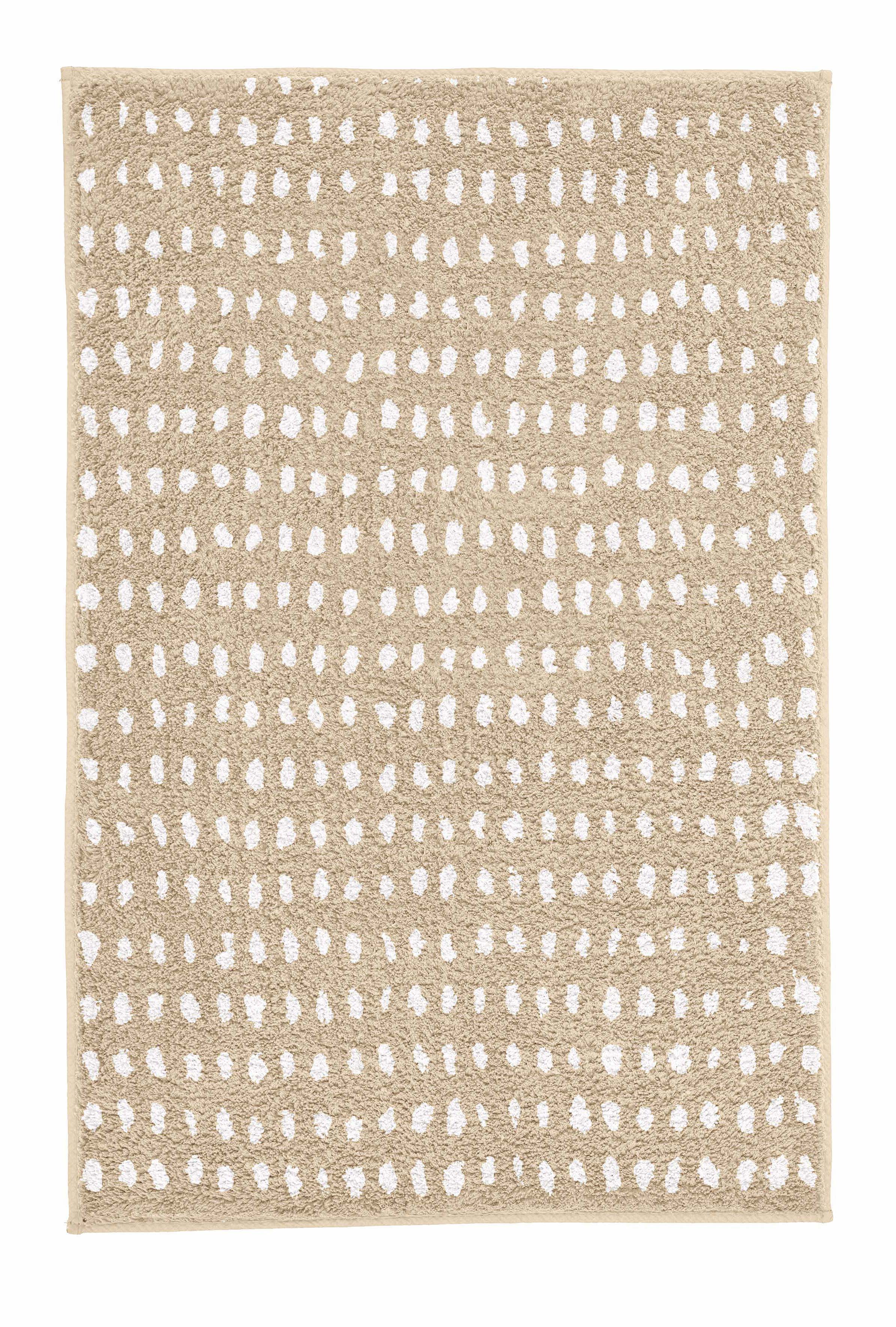 Kleine Wolke Badteppich DOTTINO ca. 60x90cm in Farbe Macadamia, Teppich, Badematte, Tupfen Muster, Beige, Küche Badezimmer