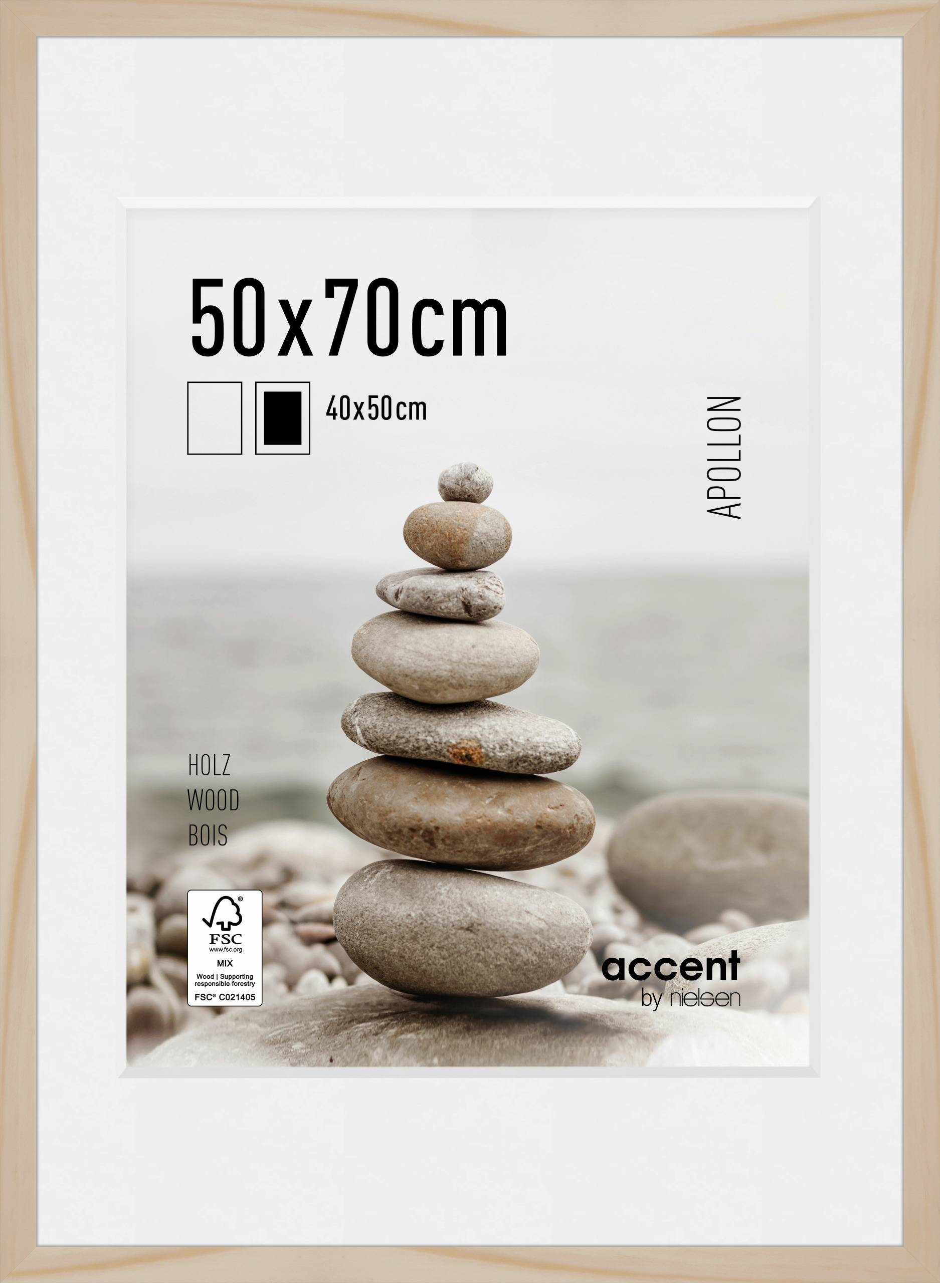 Bilderrahmen Apollon 50x70cm APOLLON in Beige Accent by Nielsen Holz Bilderrahmen Apollon ca. 50x70cm in Farbe Natural