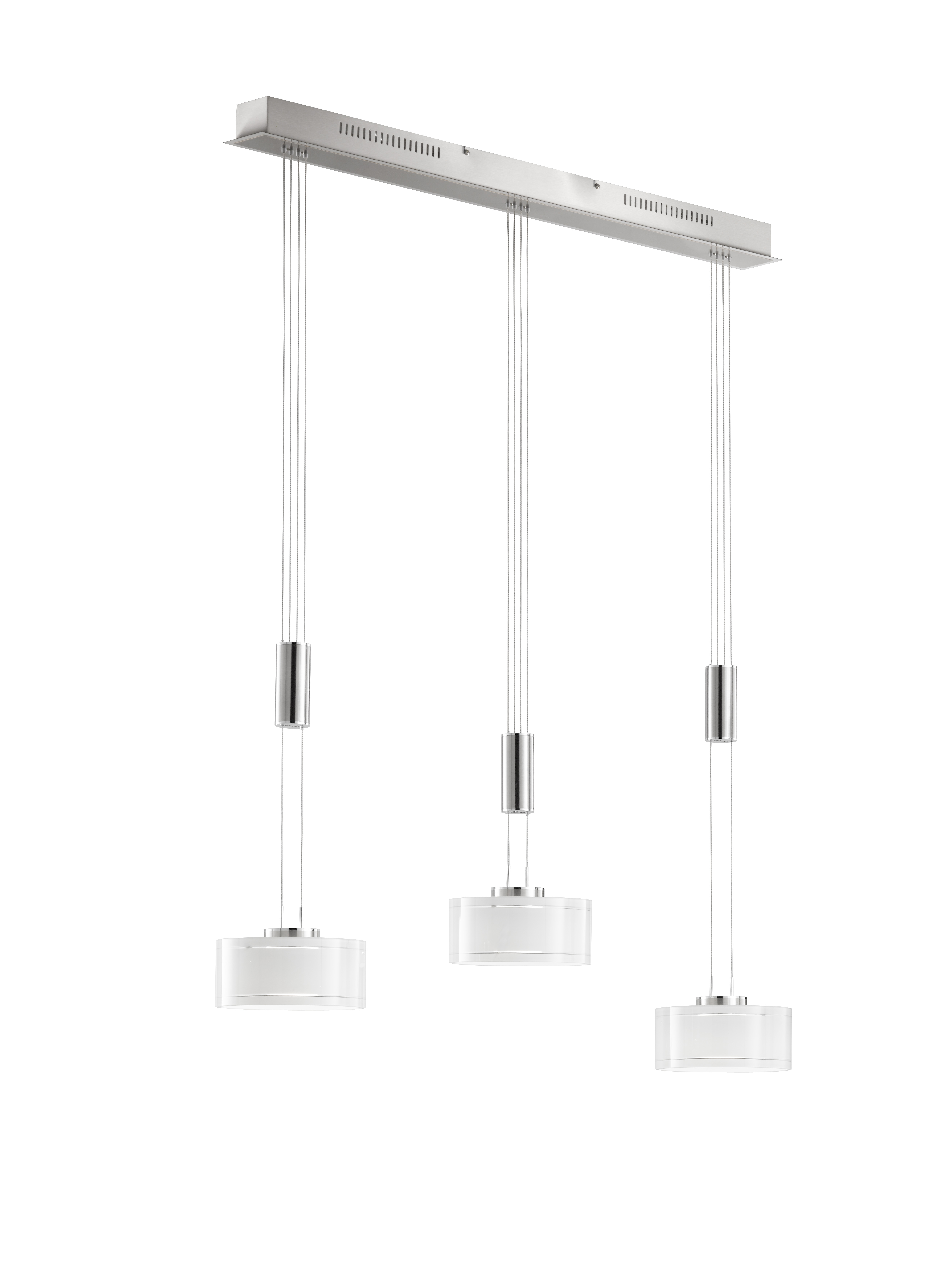 Fischer & Honsel LED-Pendelleuchte LAVIN in Nickel matt/Glas opal glänzend