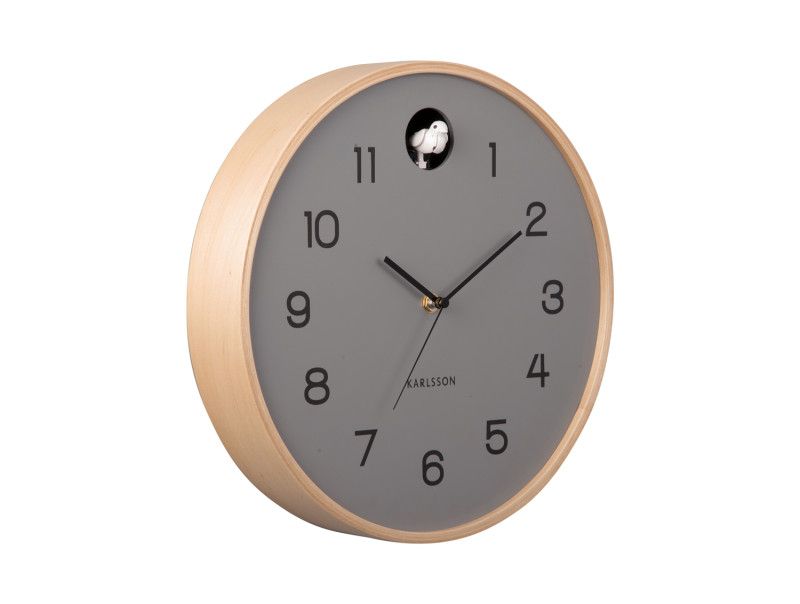 Wanduhr NATURAL CUCKOO in Fb mausgrau, D .31,5 cm, wanduhr, wanduhr grau, runde uhr, holzrahmen, quarzuhr