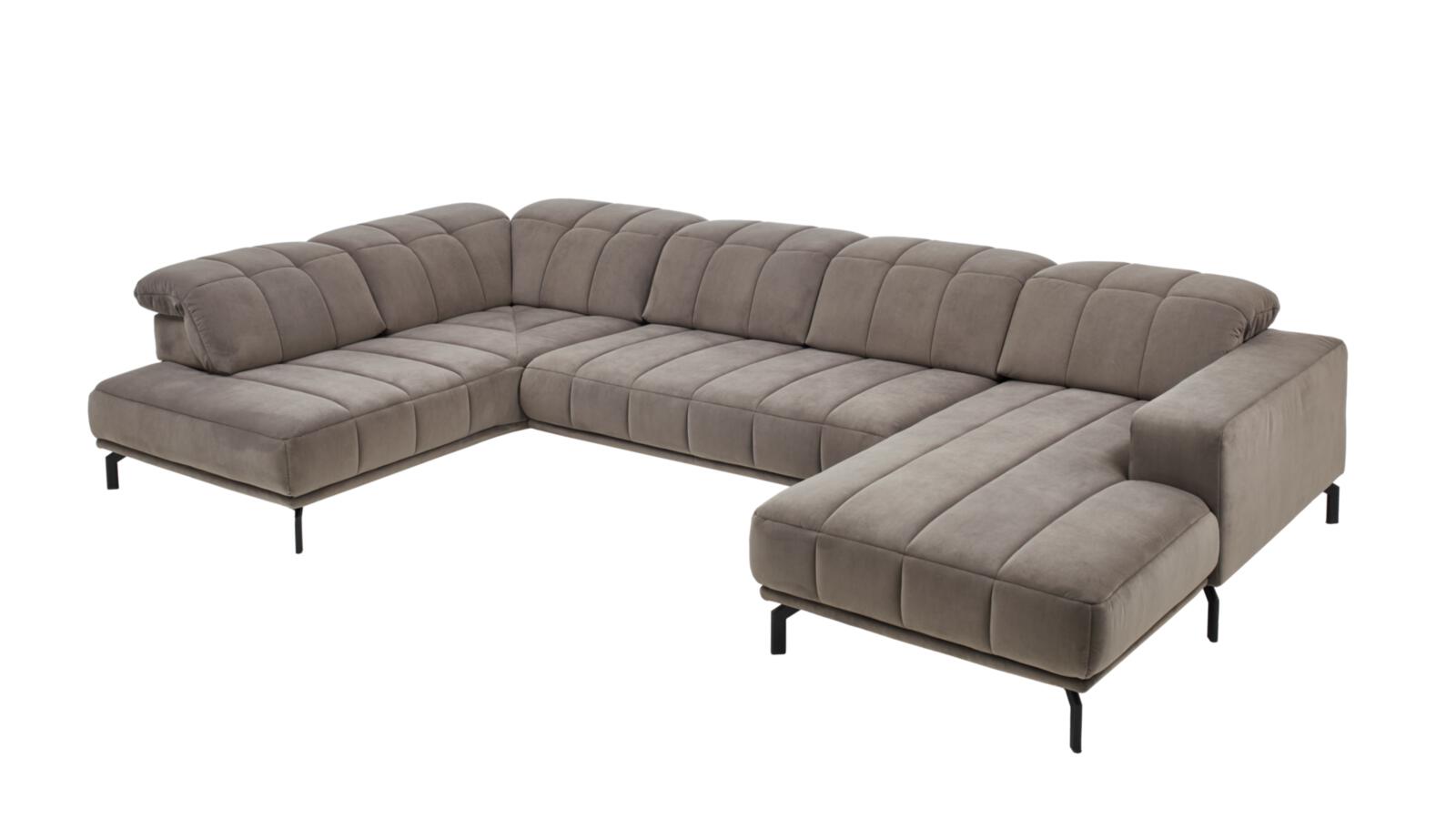 Modulmaster Wohnlandschaft MM-MP1152 ca. 383x219cm in Stoff Salsa grey, Sofa, Wohnlandschaft, Beige, Mikrofaser, Stahlbeine
