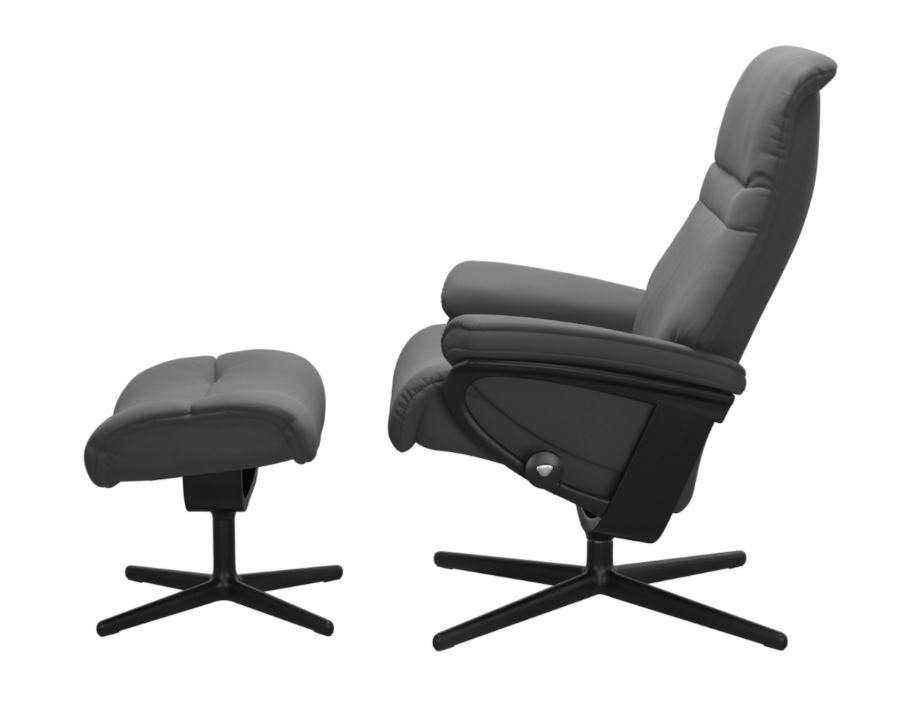 Stressless Sessel mit Hocker Sunrise Cross (M) in Leder Batick grey Stressless Sessel mit Hocker Sunrise Cross (M) in Leder Batick grey