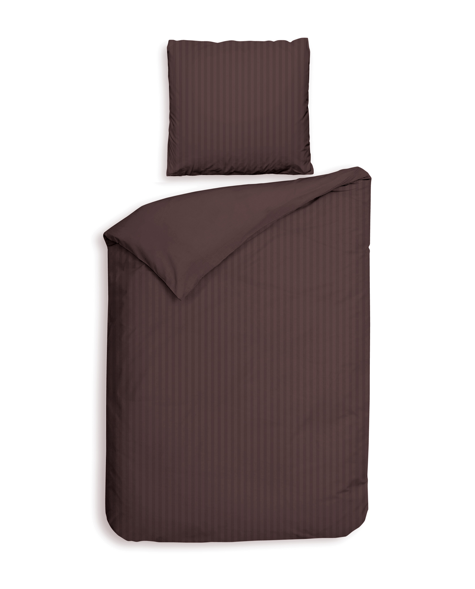 Bettwäsche ca. 155x220cm in Fb. Marsala Brown, Bettwäsche, Bettbezug, Kopfkissenbezug, Streifen, Braun