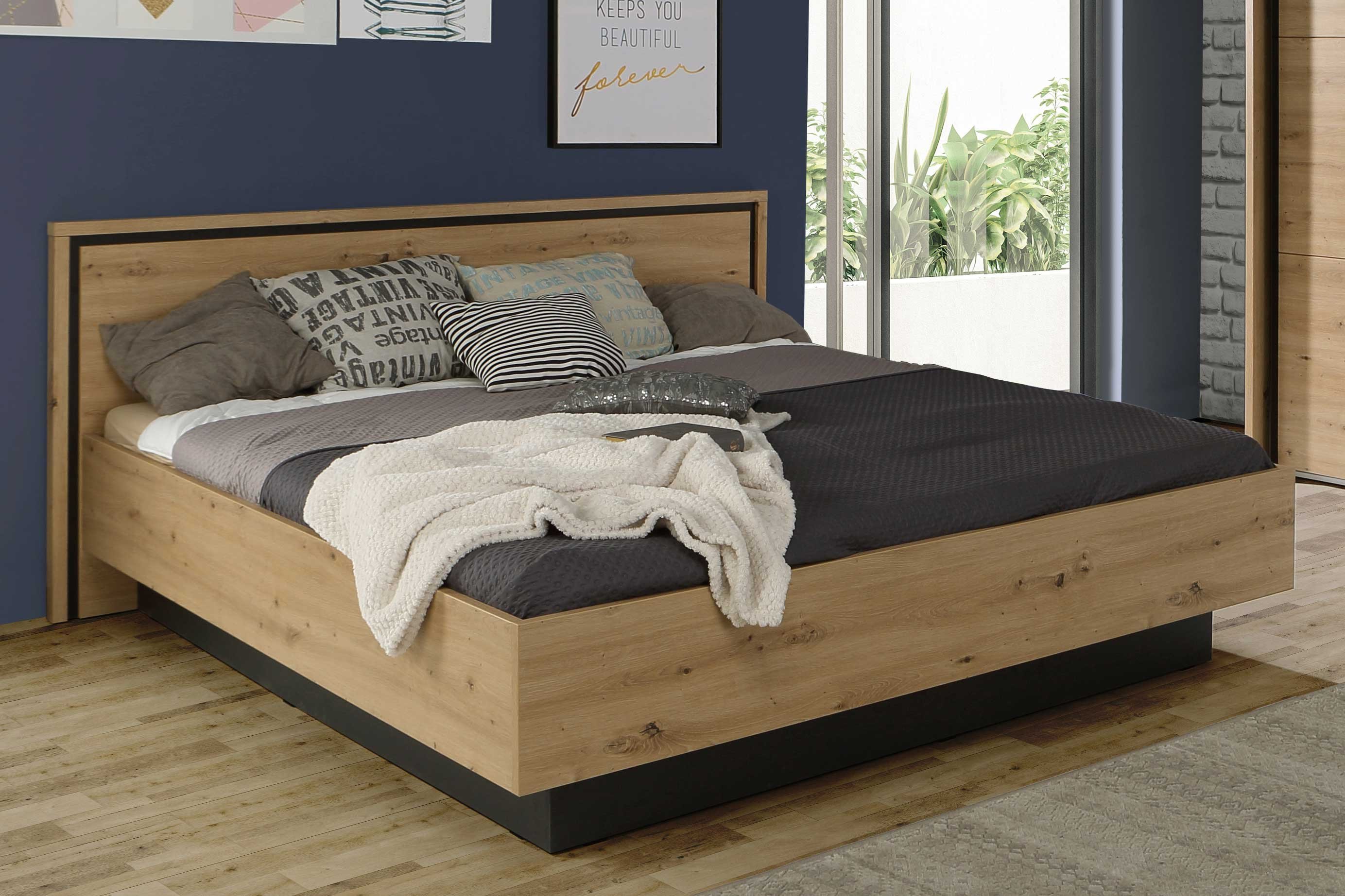Forte Bett Trondheim in Artisan Eiche Nachbildung, ca 180 x 200 cm Forte Bett Trondheim in Artisan Eiche Nachbildung, ca 180 x 200 cm