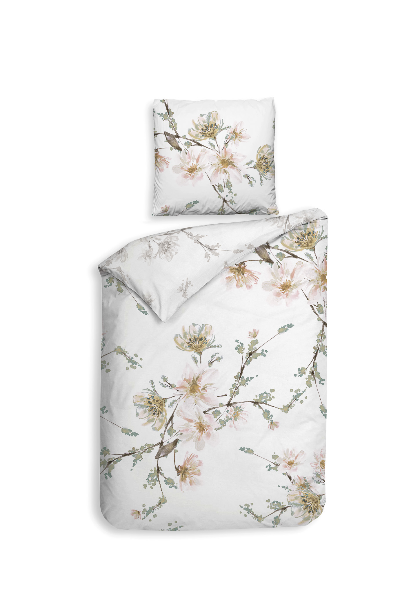 Bettwäsche ca. 135x200cm FRANCINE in Weiß, Bedding, Duvet, Floral pattern, White, Pillowcase