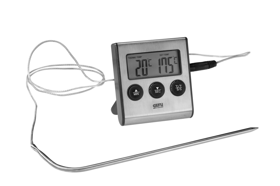GEFU Digitales Bratenthermometer TEMPERE in Farbe schwarz/silber, Thermostat, Digital, Temperatur, Sensor, Edelstahl
