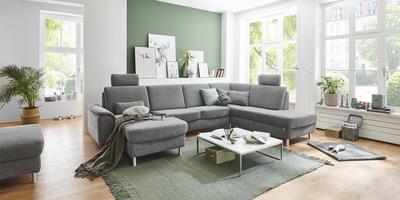 Dietsch Wohnlandschaft CASA ca. 335x195cm in Stoff silber