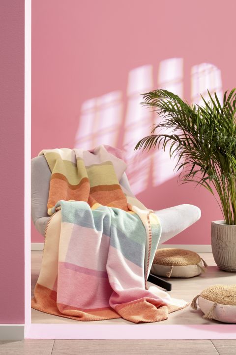 Biederlack Decke ca. 150x200cm in Farbe Floating Forms, decke, strickdecke, multicolor, wohnzimmer, stuhlbezug