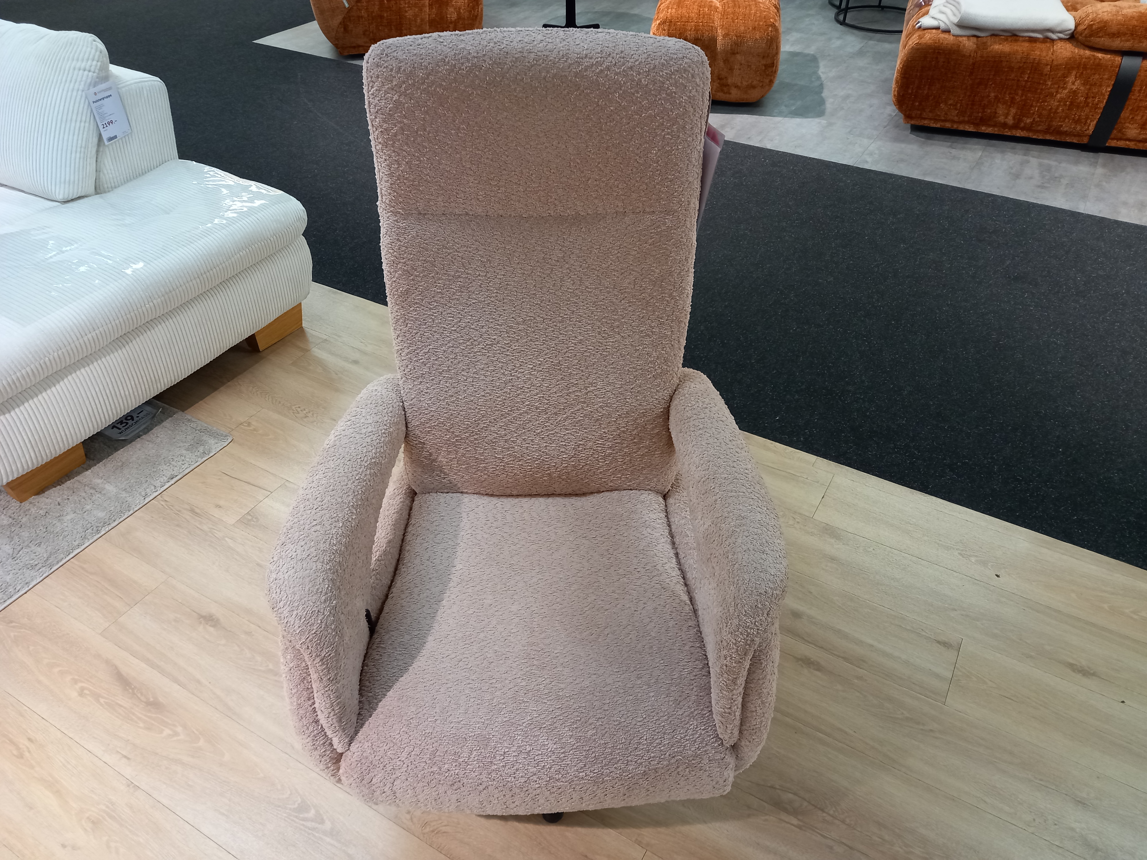 Modulmaster Relaxsessel MM-MP1063 ( Fashion), Sessel, Bouclé-Stoff, Beige, Armlehnen, Gepolstert