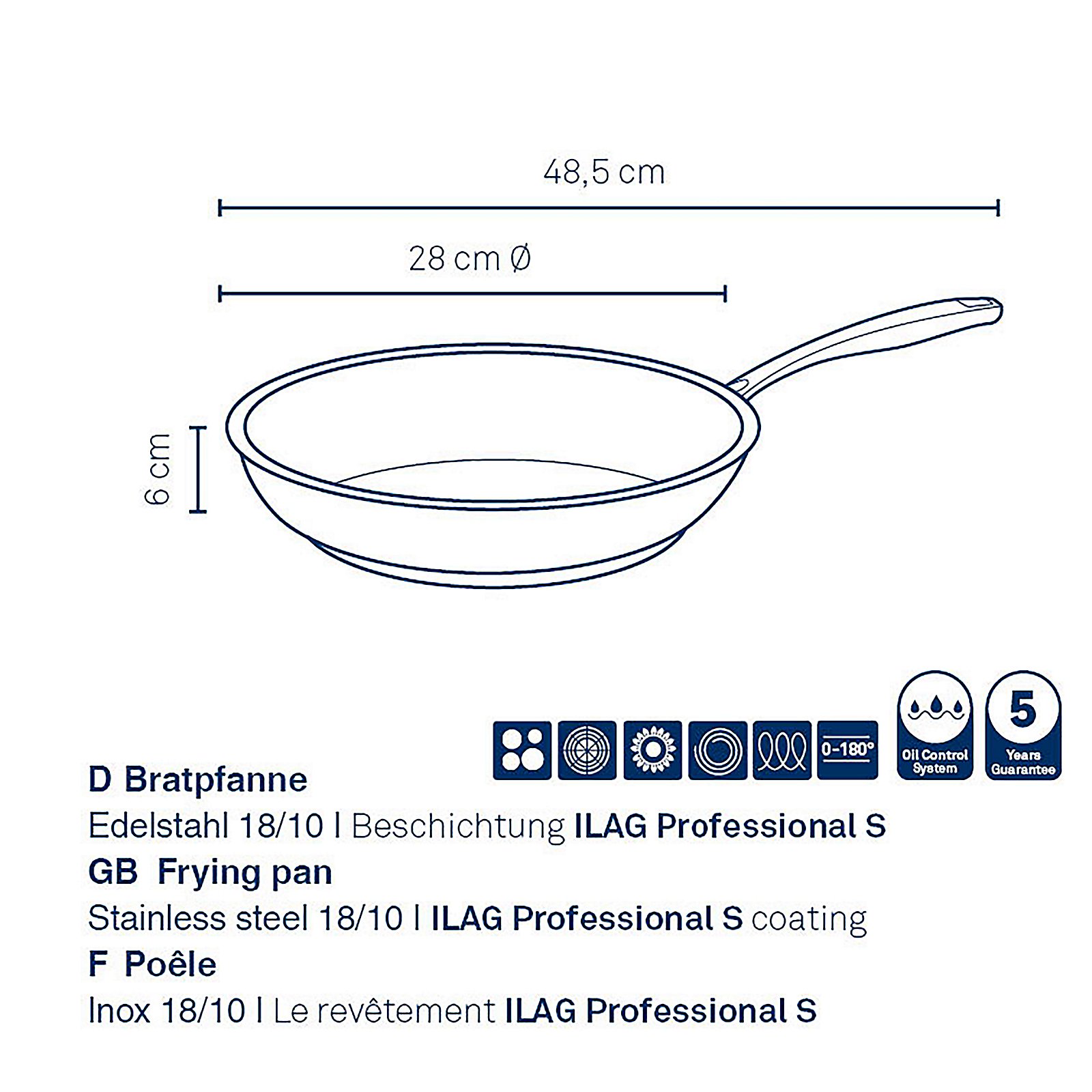 Kela Bratpfanne Flavoria FLAVORIA in Durchmesser ca. 28cm, Kochtopf, Kochgeschirr, Bratpfanne, Diagramm, Handlung