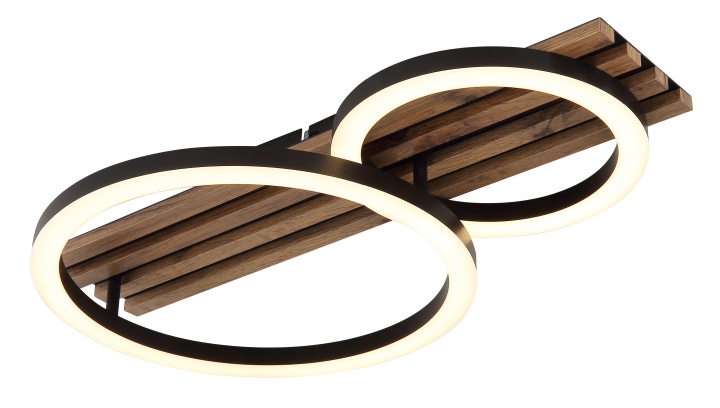 Globo LED-Deckenleuchte TISHA 2-flammig in Farbe schwarz matt, holzoptik dunkel, Zubehor, Deckenventilator, Elektrisches Gerät, Schmuck, Ring