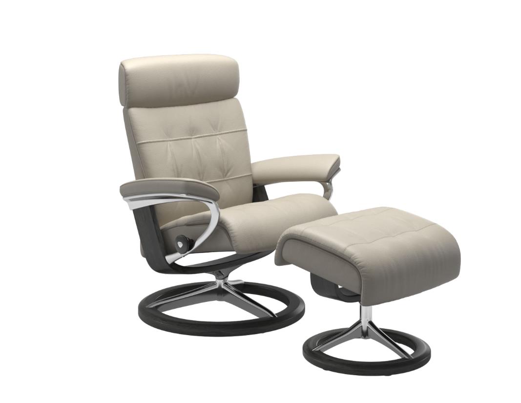 Stressless Sessel mit Hocker ERIK ca. B83 H99 T134 cm in Leder Velaro 15 Light grey