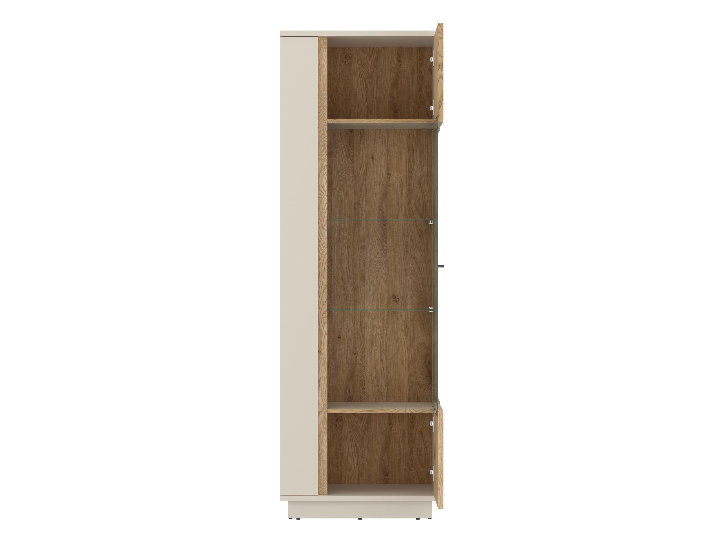 Vitrine MOSANO ca. B62 H189,5 T40 cm in Cashmere, Cremona Eiche, Tallschrank, Holzoptik, Glasregale, Offeneregale, Doppeltürenschrank