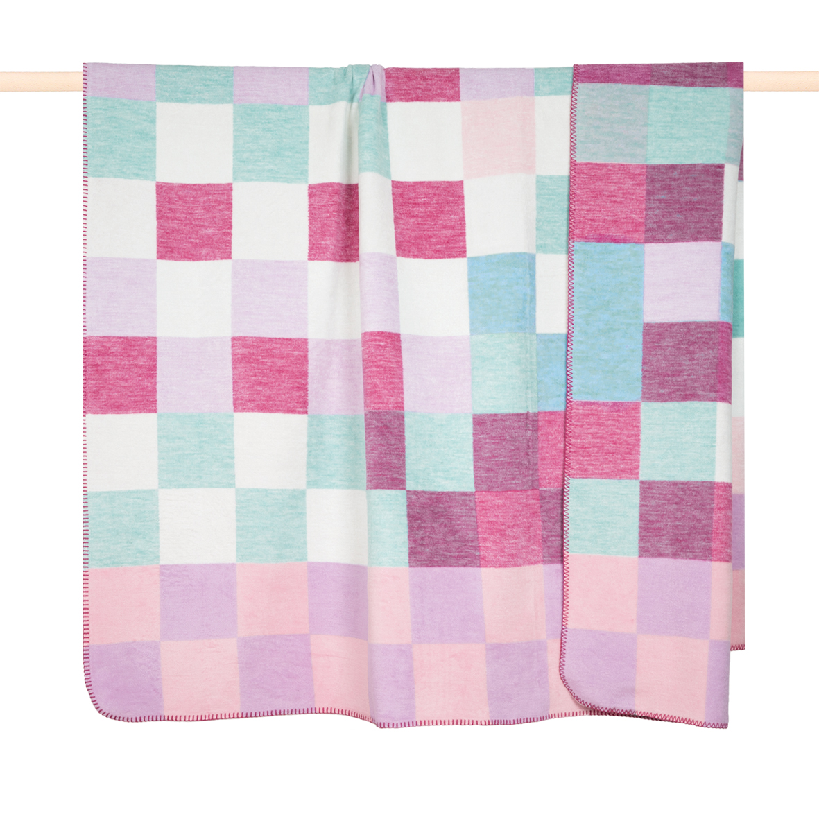 Pad Decke CHESS ca. 150x200cm in Farbe multi-pink, Plaid, Wickeltuchdecke, Baumwolle, Mehrfarbig, Gittermuster