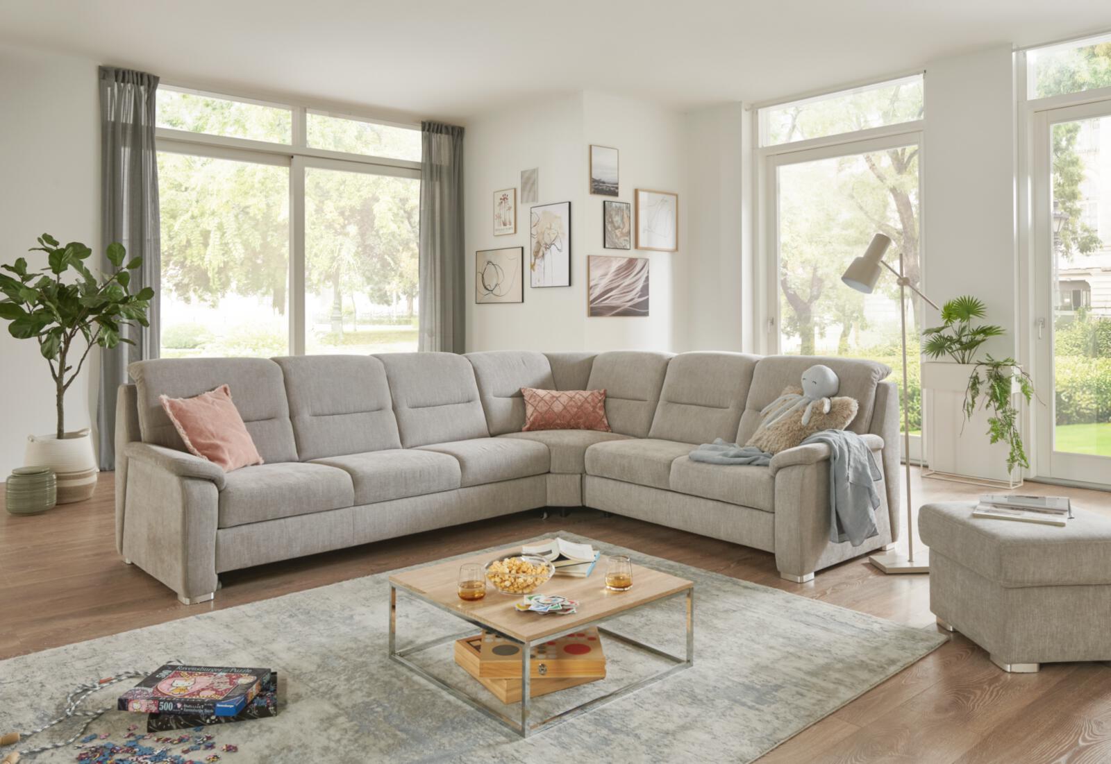 Polipol Polstergruppe MM-PP1009 ca. 303x245cm in Stoff Longlife Easy platin