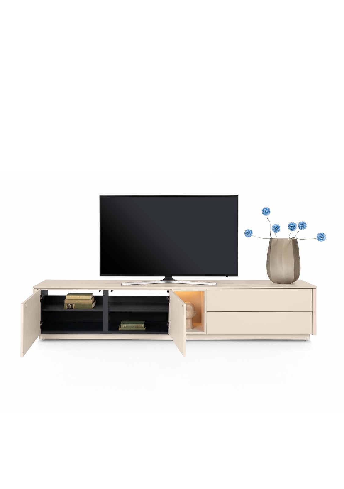 XOOON Lowboard TRENTINO ca. B240 H56 T42 cm in MDF creme lackiert, lowboard, TV-Console, Sideboard, beige, schrank