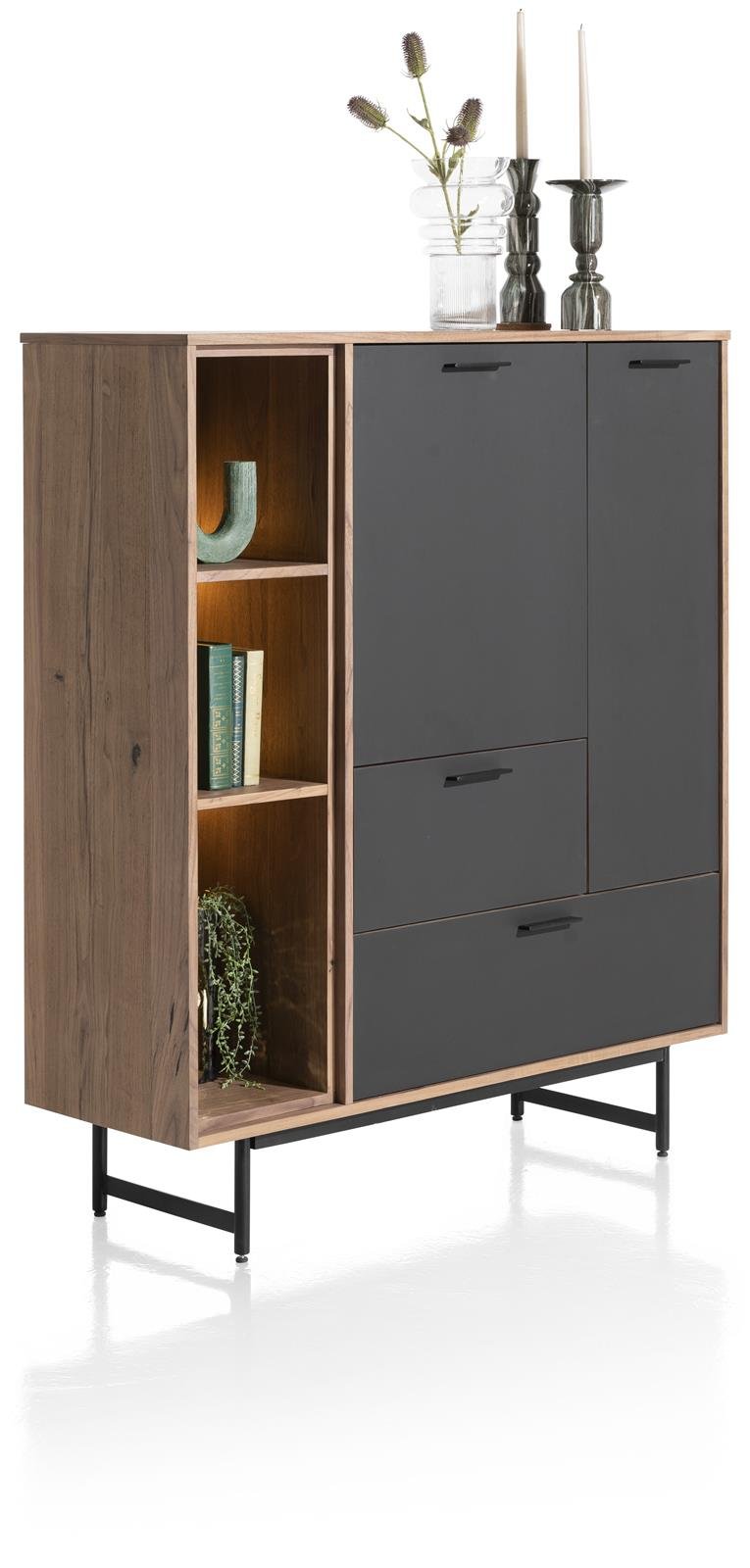 XOOON Highboard Torano in Nußbaum/HPL schwarz