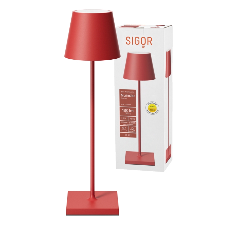 Sigor LED-Akku-Tischleuchte Nuindie in Farbe feuerrot, dimmbar Sigor LED-Akku-Tischleuchte Nuindie in Farbe feuerrot, dimmbar