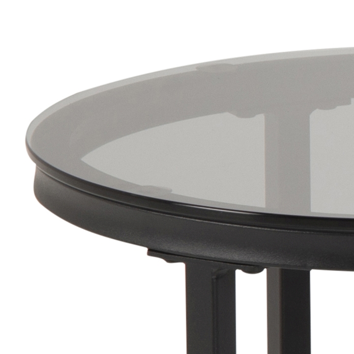 Actona Couchtischsatz SPIRO ca. 70x70cm in Melamin Marmor schwarz/Glas Rauch gebeizt