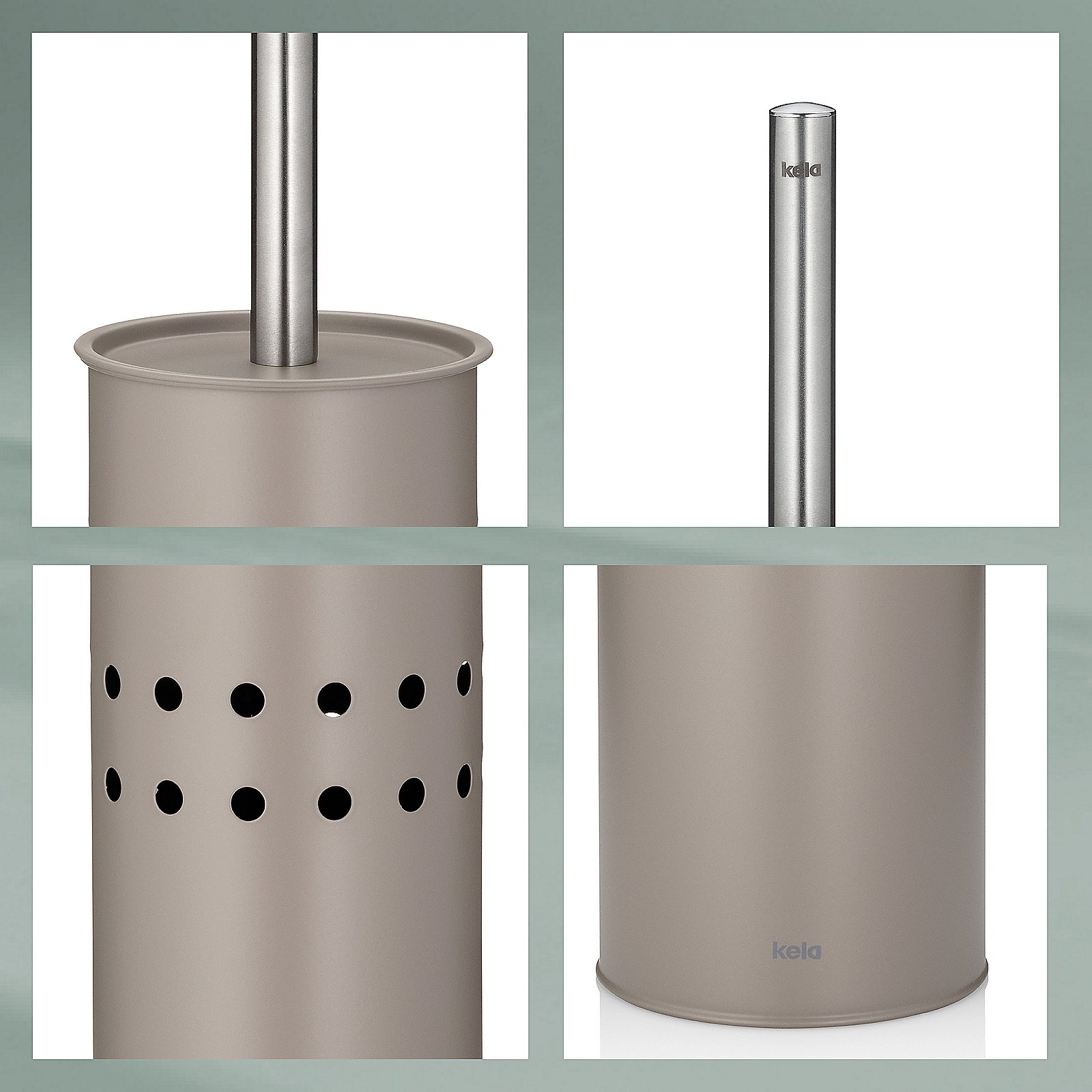 Kela WC-Garnitur LEO in Cashmerebraun, Zylinder, Pinsel, Gerät, Werkzeug