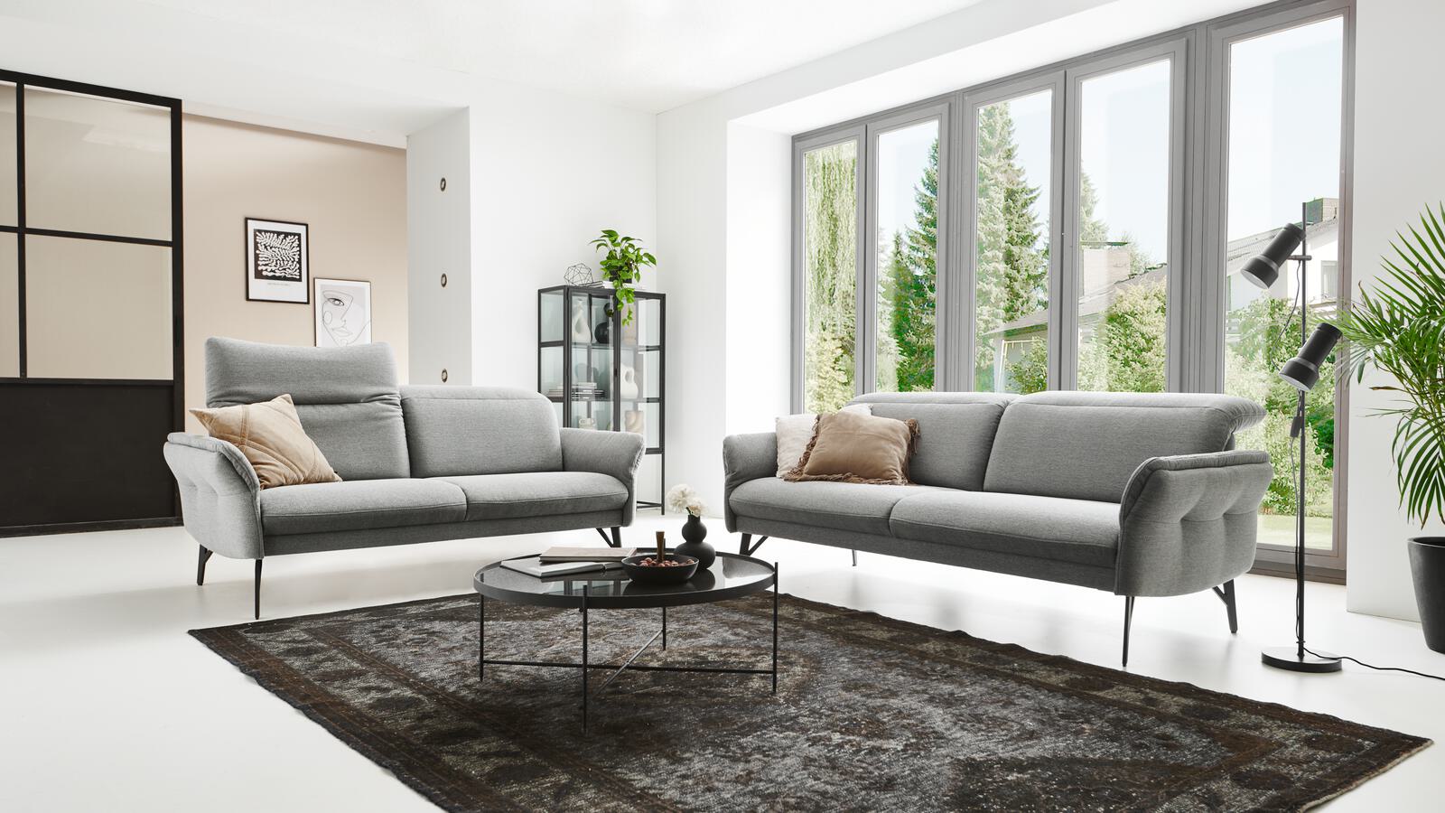 Himolla Sofa 3-sitzig 1385 ca. 213cm in Stoff Fashion gletscher