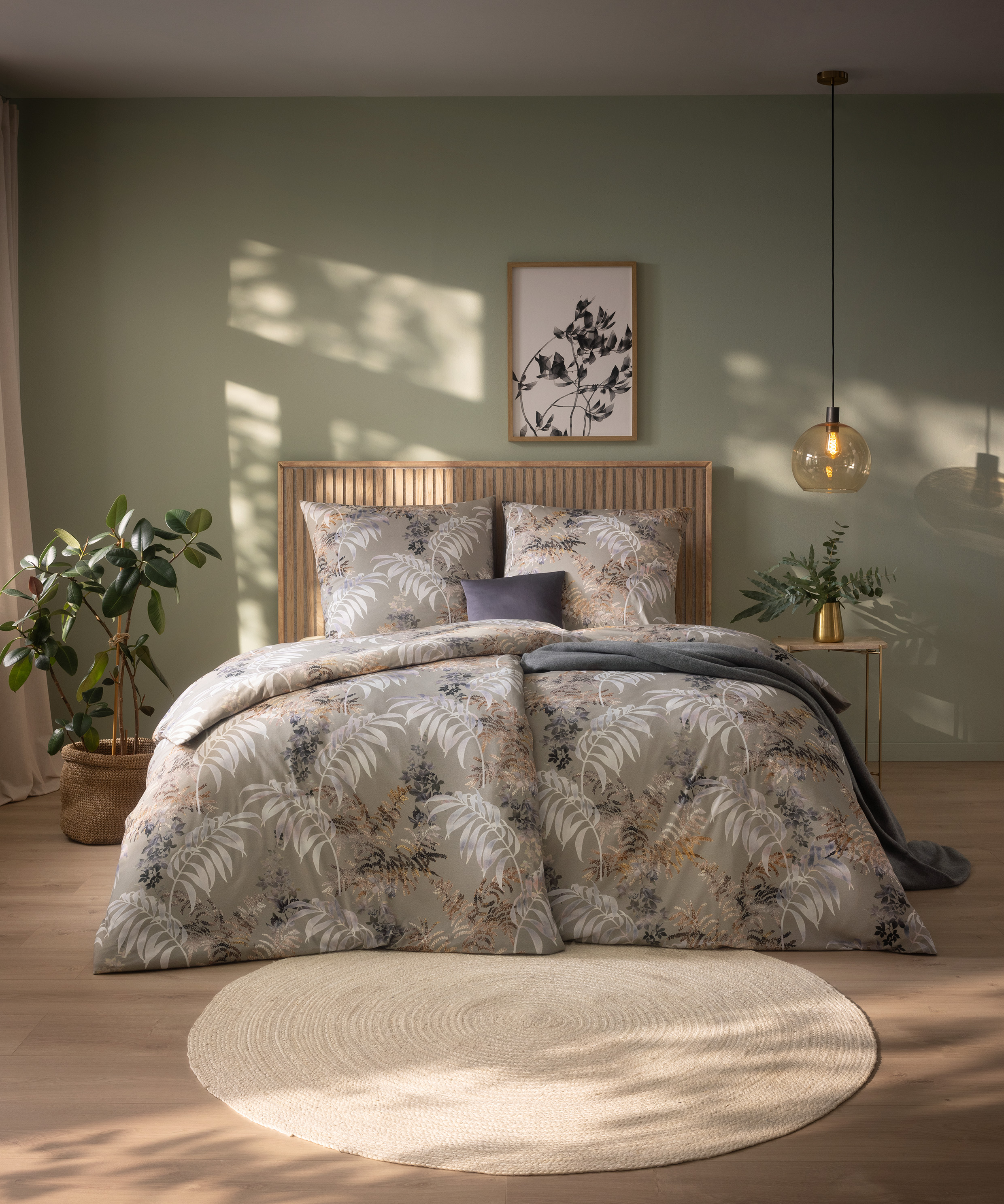 Bettwäsche RONJA ca. 155x220cm in Farbe khaki, Dekoration für Zuhause, Innenarchitektur, Mobiliar, Lampe, Gemälde