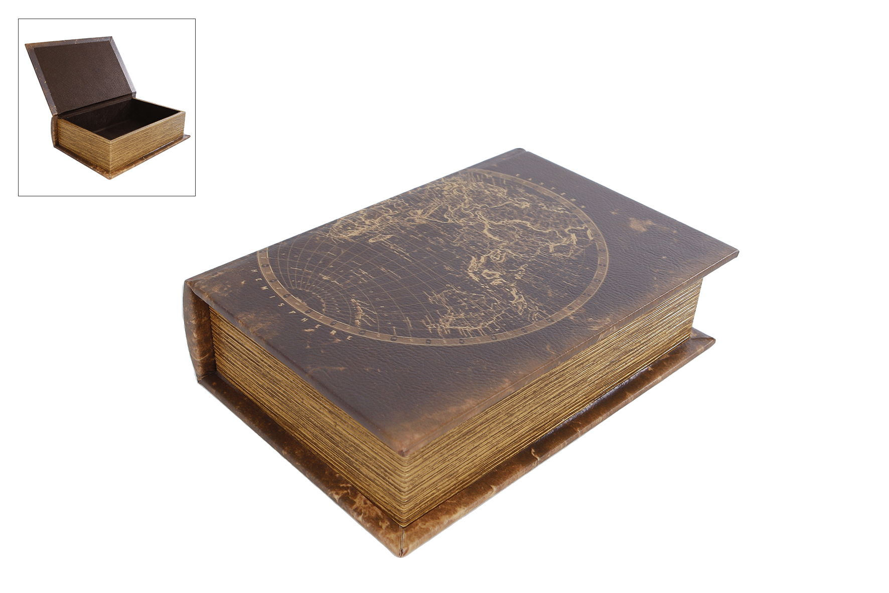 Aufbewahrungsbox BOOK WORLD S in Farbe braun/gold