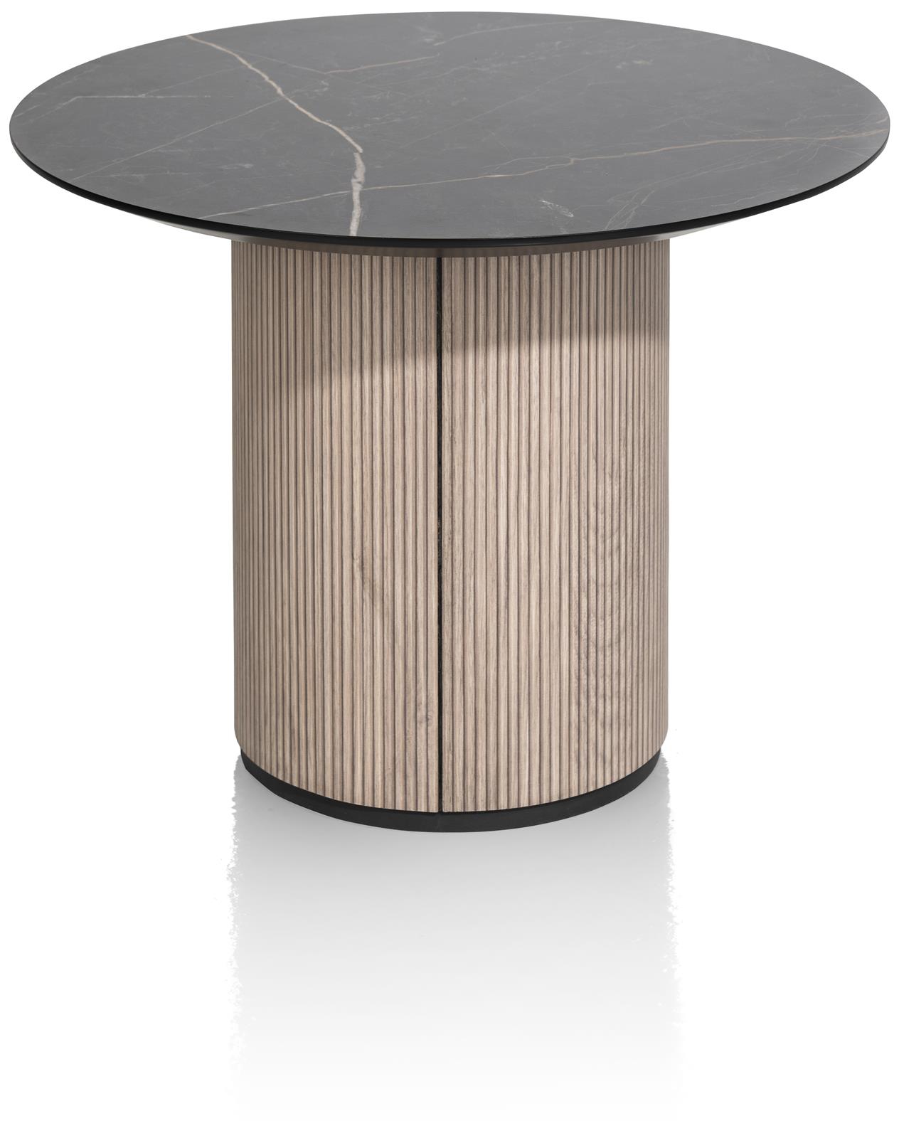 XOOON Couchtisch ARAMON Ø ca. 60cm in natural mit Lamellenmotiv