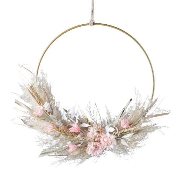 Ringhänger m.Trockenblumen 9624000-10 in Rosa / Pink, Hainring, Dekokranz, Blumenkranz, getrocknete Blumen, Kränze ring