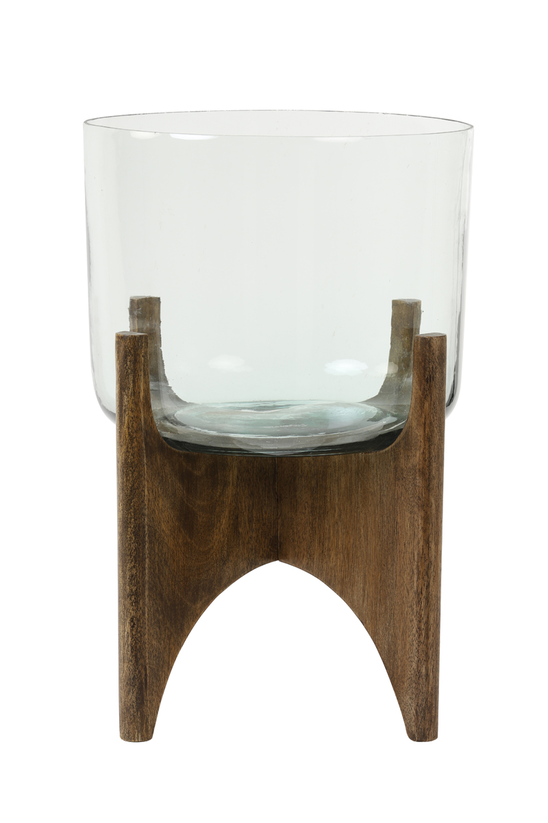 Light & Living Vase auf Fuß 31,5x43 cm in Glas+Holz Braun